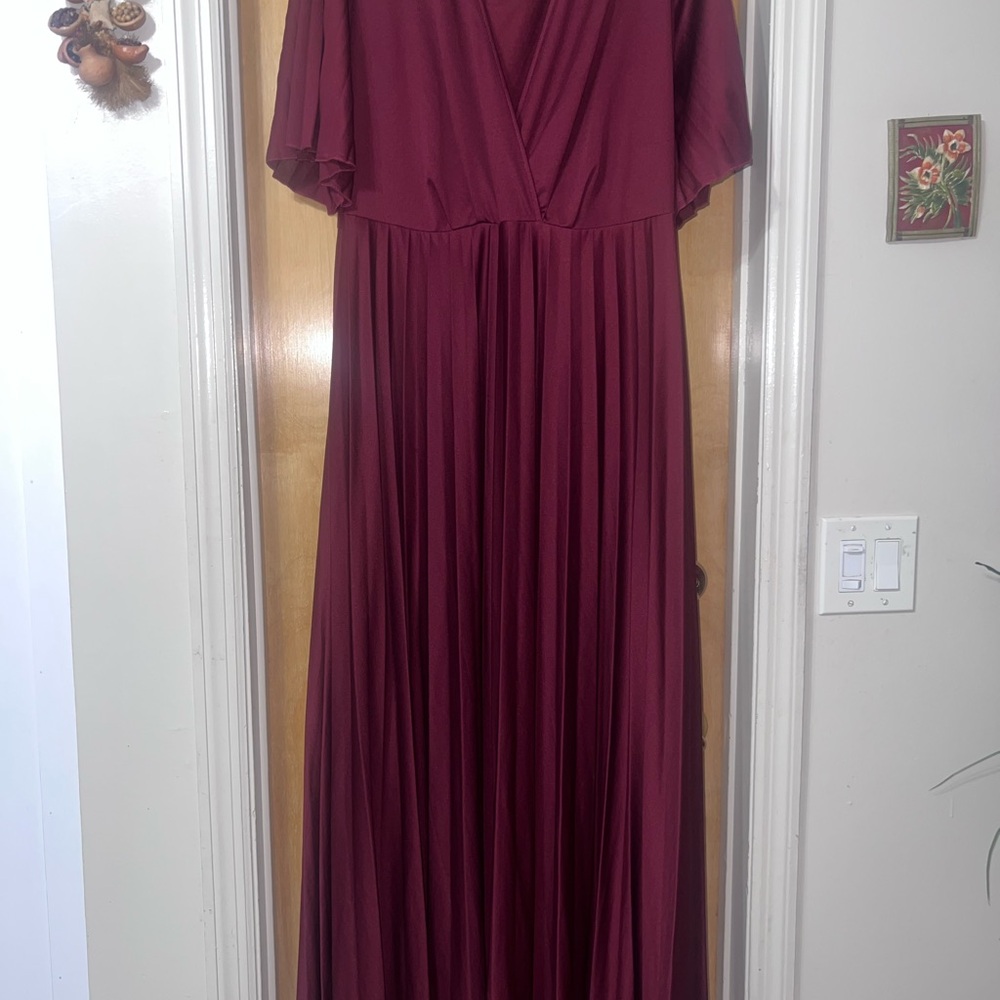 ASOS Curve Red Pleated Wrap Gown